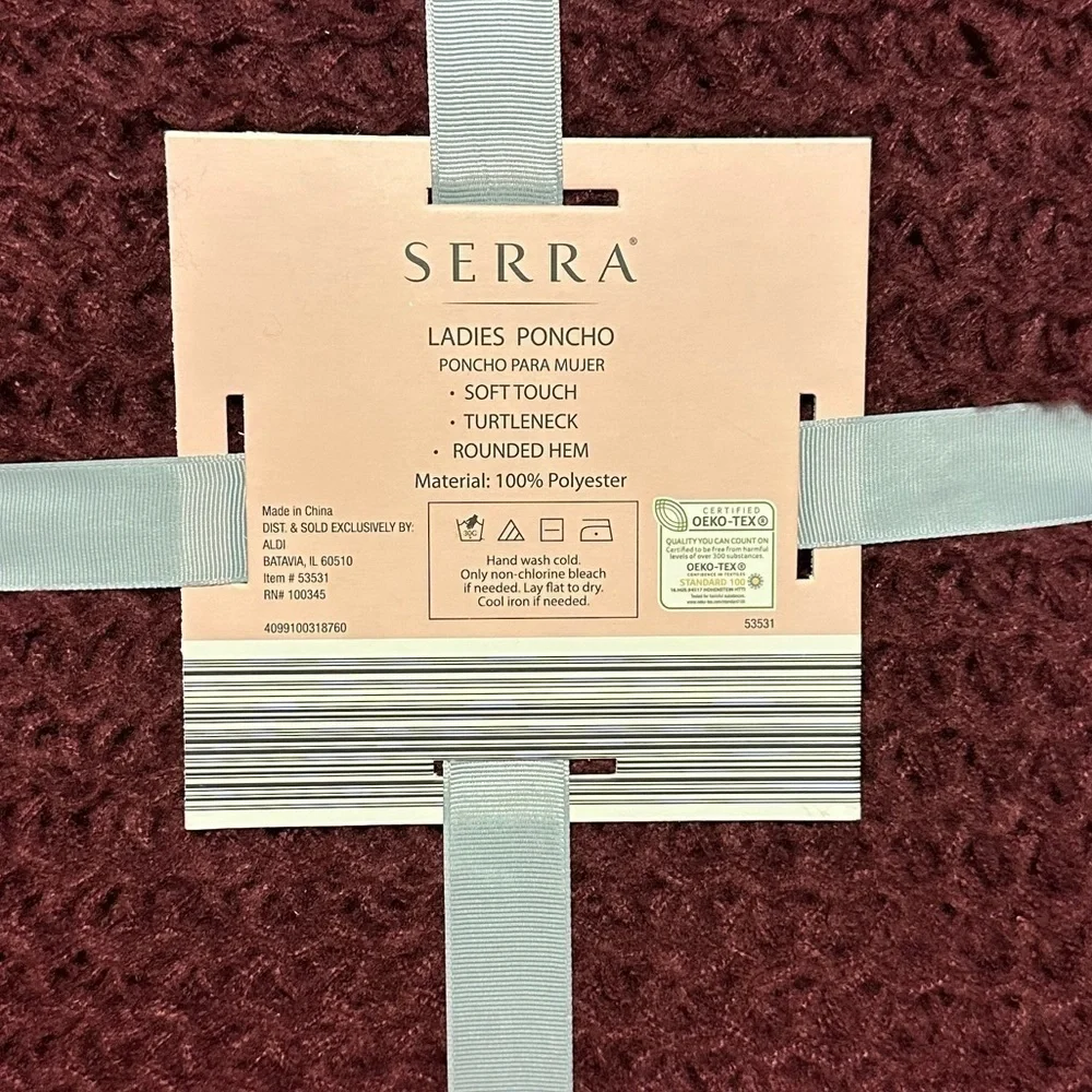 NWT SERRA LADIES PONCHO’S (2pack) Burgundy-soft & Plaid-fleece